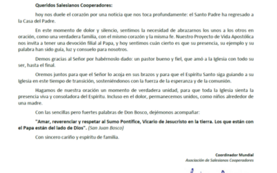 Mensaje del Coordinador Mundial ante el fallecimiento del Santo Padre