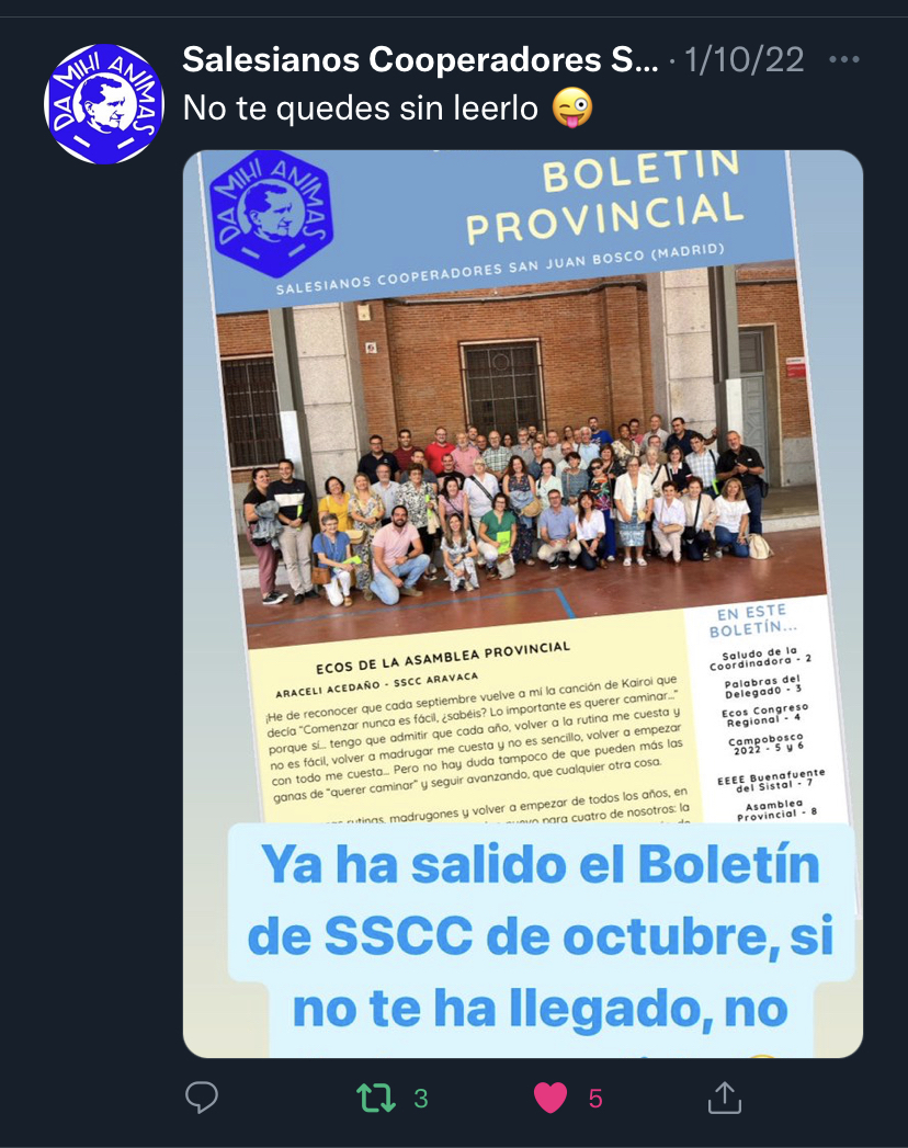 Noticias en las redes de la Provincia de San Juan Bosco